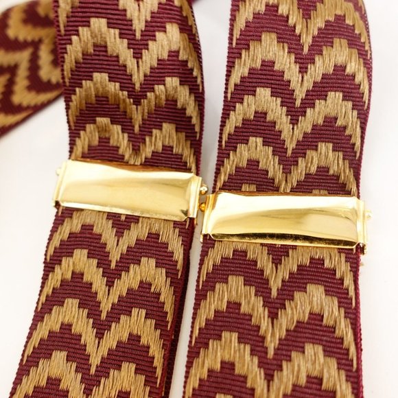 CAS GERMANY Men's Red Khaki Suspender Button Y Back Weaving Gold Hardware Buckle - Picture 11 of 11